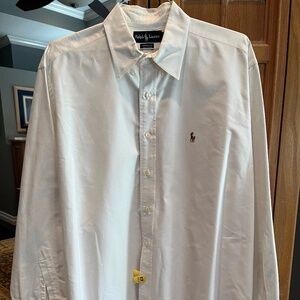 Ralph Lauren White Long Sleeve Button Down Yarmouth Dress Shirt